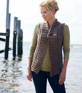 Montague Bulky Lace Vest from New England Knits. Photo copyright Interweave.