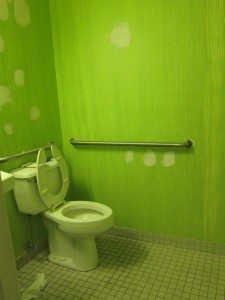 So here is a before shot of the bathroom...scary green!!!