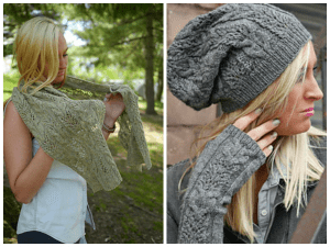Wheaten Wrap, Cap, and Fingerless Mitts by Anne Hanson