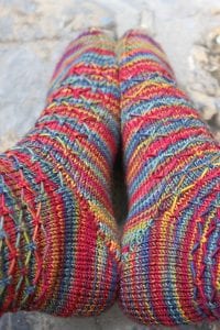 Some of Sarah's socks from last summer. This is the Leyburn Pattern, which is free!