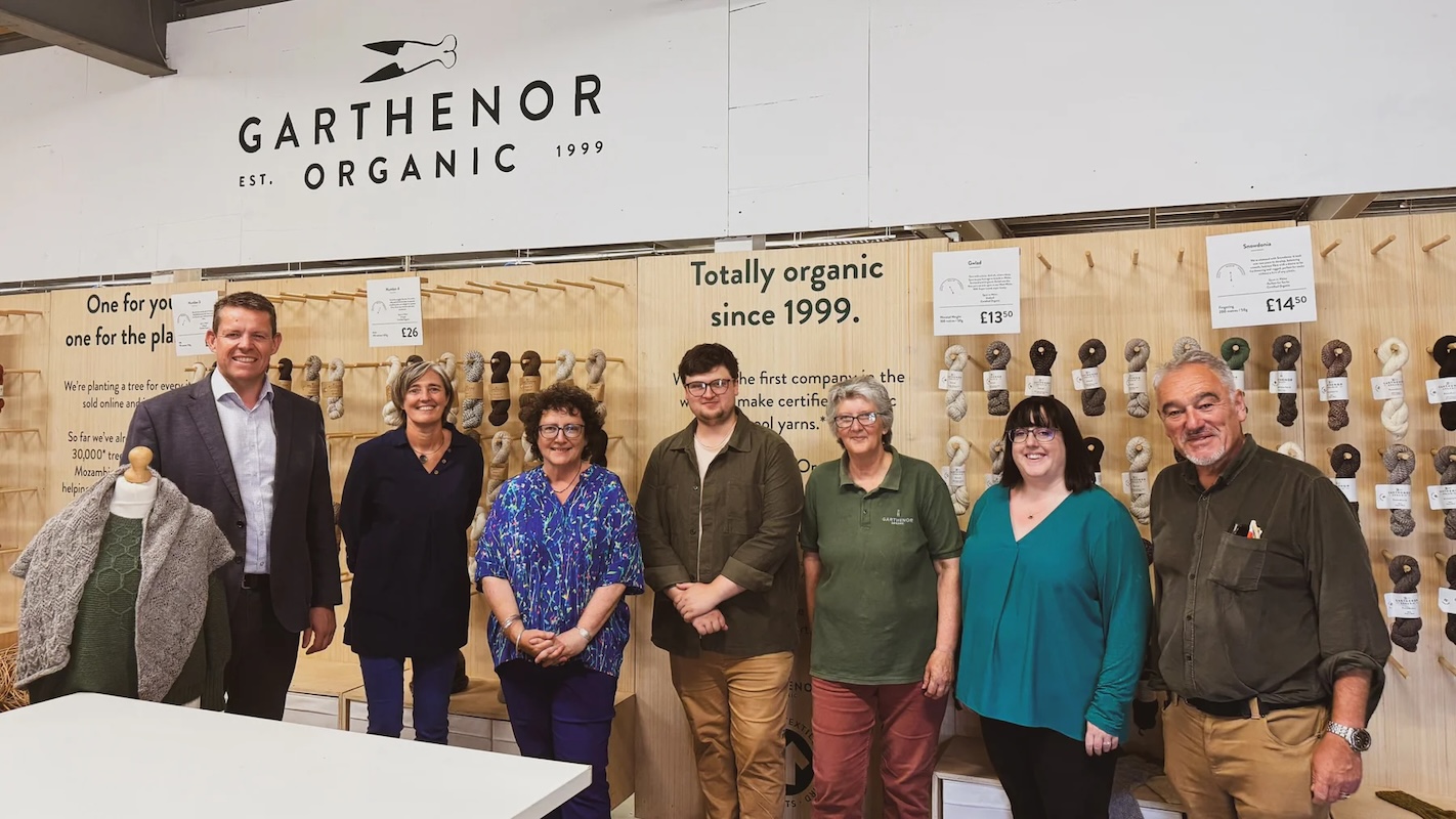 The Garthenor Organic team in theit booth at a fiber show.