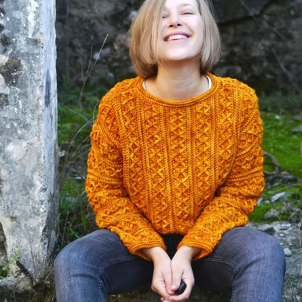 Candied Orange sweater crochet pattern by Elena Fedotova