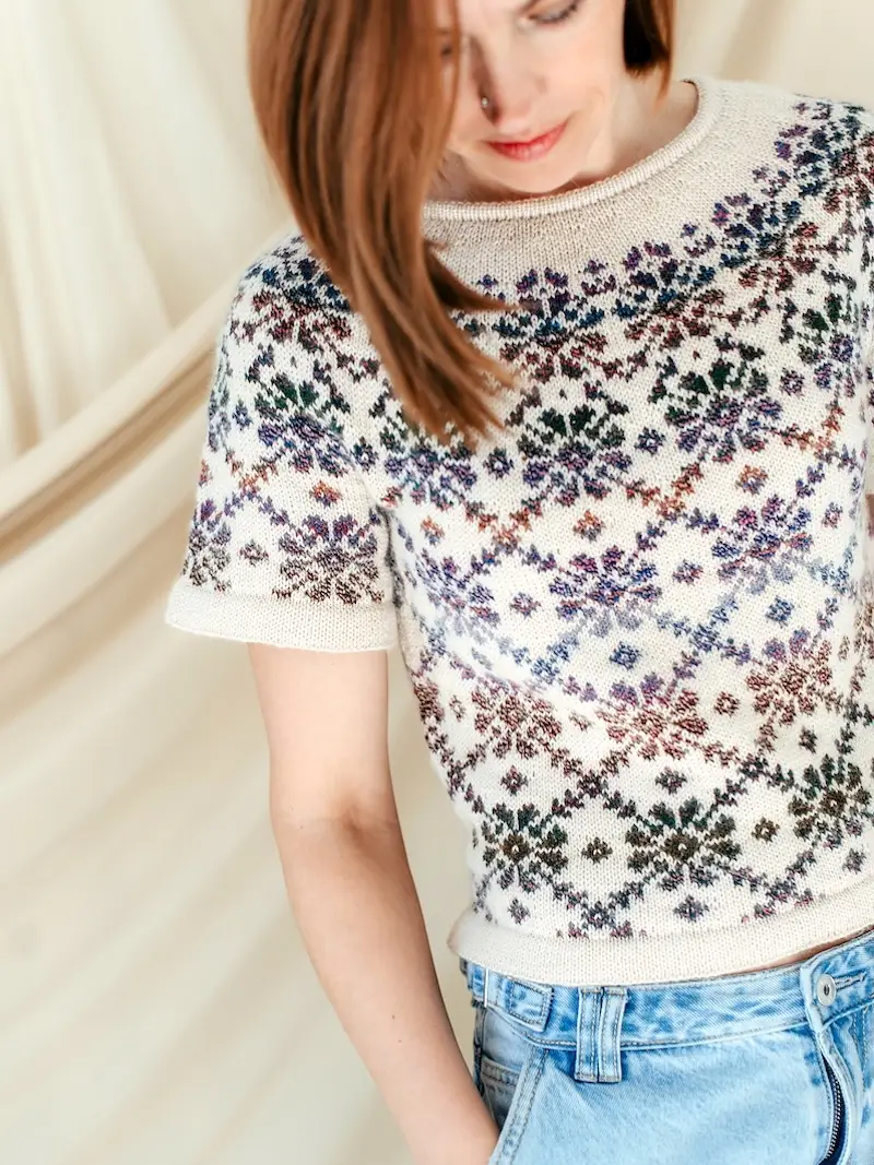 Celestia Top pattern by Zanete Knits.