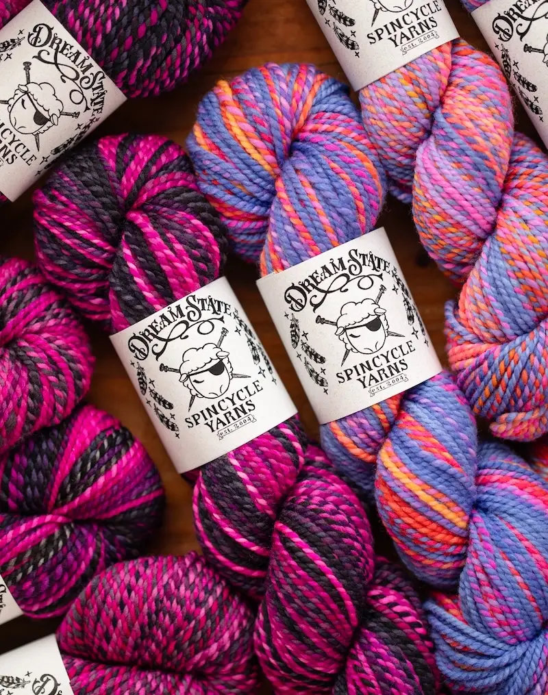 Skeins of Spincycle Yarn Dream State.