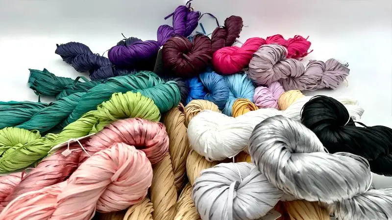Skeins of Ispie Raffia yarn.