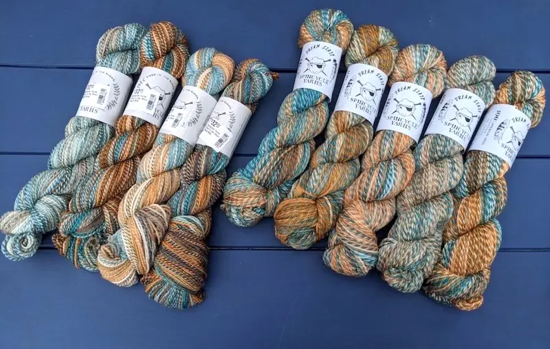 Spincycle yarns in our exclusive Royal Mile colorway.