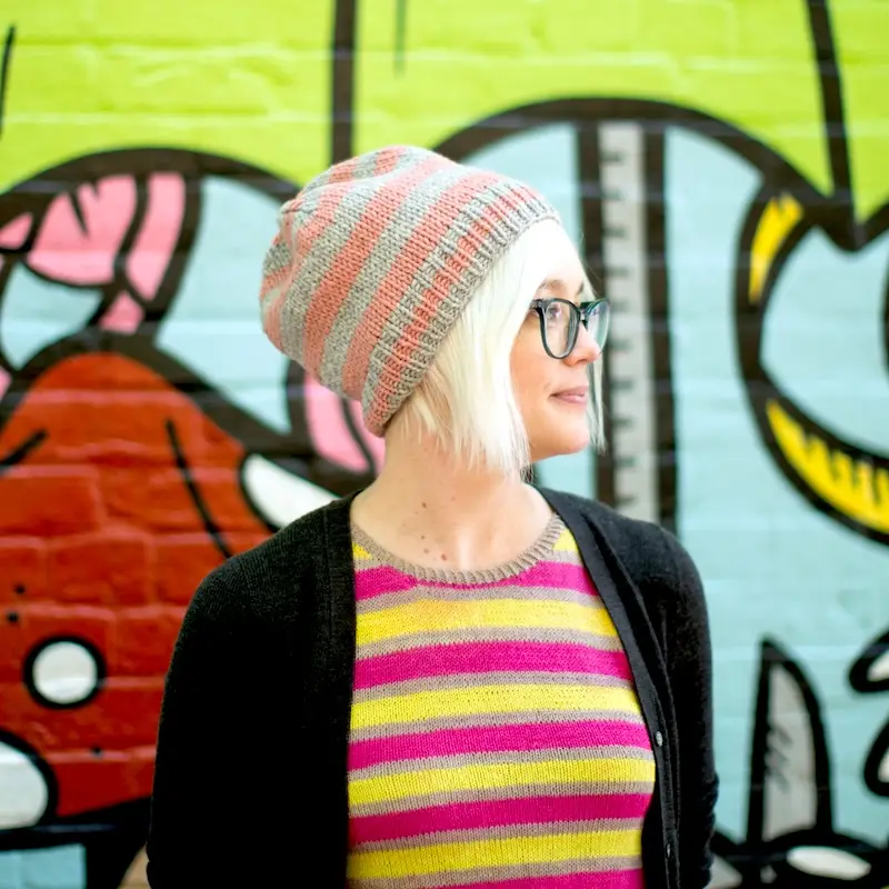 Striped Halo Beanie in De Rerum Natura Cyrano.