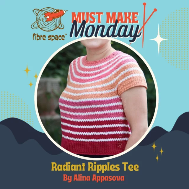 To pair perfectly with our Berroco Pima Soft Trunk show now in space, #MustMakeMonday couldn't be anything but the Radiant Ripples Tee by @galimka_knits! This lightly textured summer tee is fun to knit and can be customized to fit any wardrobe. Make it in a rainbow of colors or pick just a few favorites, there's tons of options! 

#pimacotton #berrocopimasoft #galimkaknits #radiantripplestee #alina_appasova #knittedshirt #summerknitting