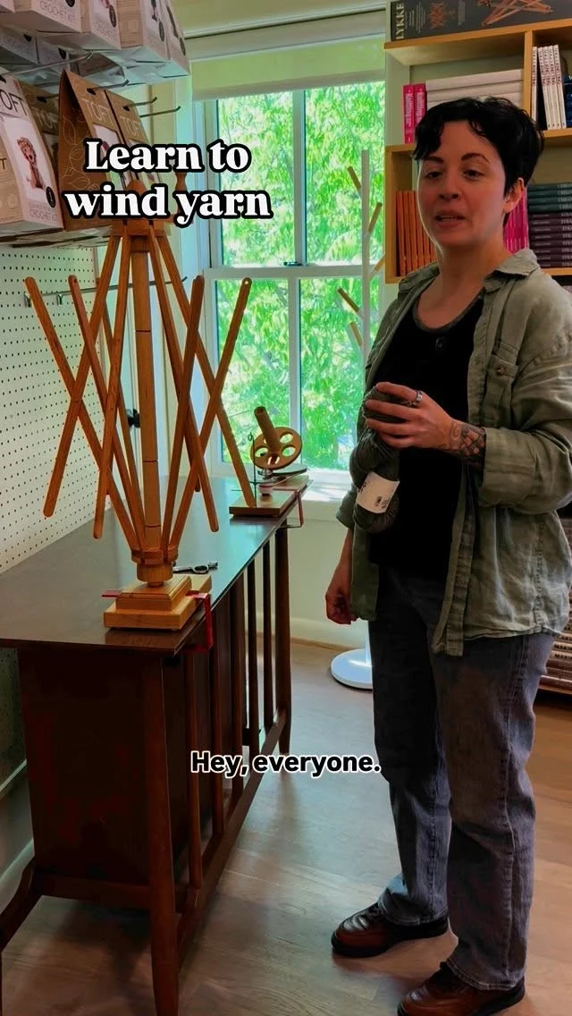 We got some great questions about winding your yarn so Linda is here to help! Learn to use a swift and winder to make yarn cakes. The yarnistas are happy to wind yarn for you in the shop at the counter, or you can use our swift and winder upstairs to try it yourself! We also stock some gorgeous swifts and ball winders in space for those who prefer to wind at home. #lykkemakehappy #lykkeswift #lykkeballwinder #yarncake #windingyarn #yarnskeins #yarnlovers #knitting #crochet #shopalxva #otboutiques