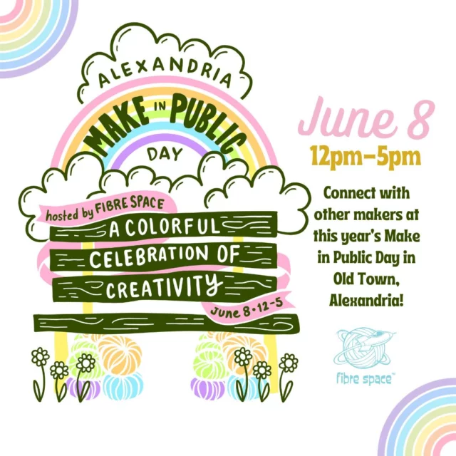 Mark your calendar! Alexandria Make in Public Day is a day to celebrate the colorful creativity of our community. Bring your current work in progress (knit, crochet, needlepoint, canvas, pottery – doesn’t matter!) and meet up with other creatives and makers for Alexandria’s version of World Wide Knit in Public Day!

We are partnering with our local maker businesses, the Mobile Art Lab, Alexandria musicians, and other performers for an inspiring afternoon of creativity and more.

#makeinpublicday #knitinpublic #stitchinpublic #celebratecreativity #worldwideknitinpublicday #worldwideknitinpublicday2025 #fibrespace #otboutiques #shopalxva